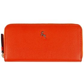 Яскравий жіночий гаманець із фактурної шкіри на блискавці Ashwood J51 94178 помаранчевого кольору