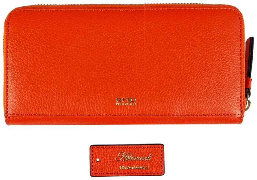 Яркий женский кошелек из фактурной кожи на молнии Ashwood J51 94178 оранжевого цвета modnotak фото №2