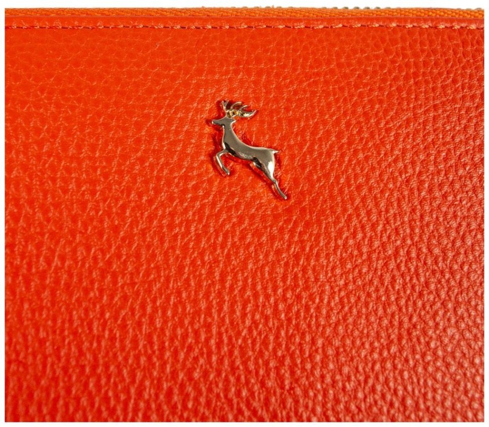 Яркий женский кошелек из фактурной кожи на молнии Ashwood J51 94178 оранжевого цвета modnotak фото №6