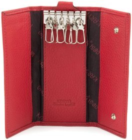 УЦЕНКА! Ключница красного цвета из натуральной кожи на кнопках KARYA (402-46)