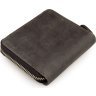 Середній чоловічий гаманець темно-коричневого кольору на блискавці Vintage (14224) - 2