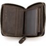 Середній чоловічий гаманець темно-коричневого кольору на блискавці Vintage (14224) - 5