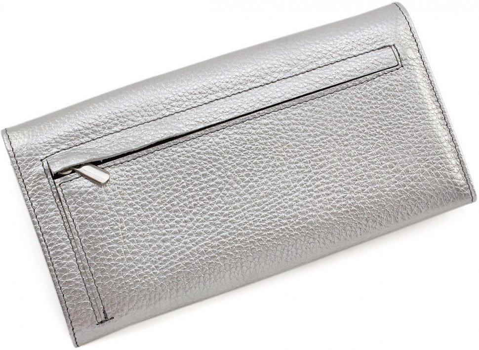 Довгий гаманець сріблястого кольору з натуральної шкіри Tony Bellucci (10769)