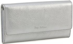 Довгий гаманець сріблястого кольору з натуральної шкіри Tony Bellucci (10769)