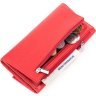 Добротний жіночий гаманець із натуральної шкіри флотар червоного кольору з клапаном KARYA (2417161) - 6