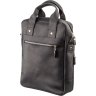 Черная мужская вертикальная сумка под формат А4 из винтажной кожи SHVIGEL (11169) - 2