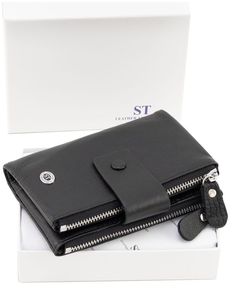 Портмоне женское из натуральной кожи черного цвета ST Leather 94578 modnotak фото №10