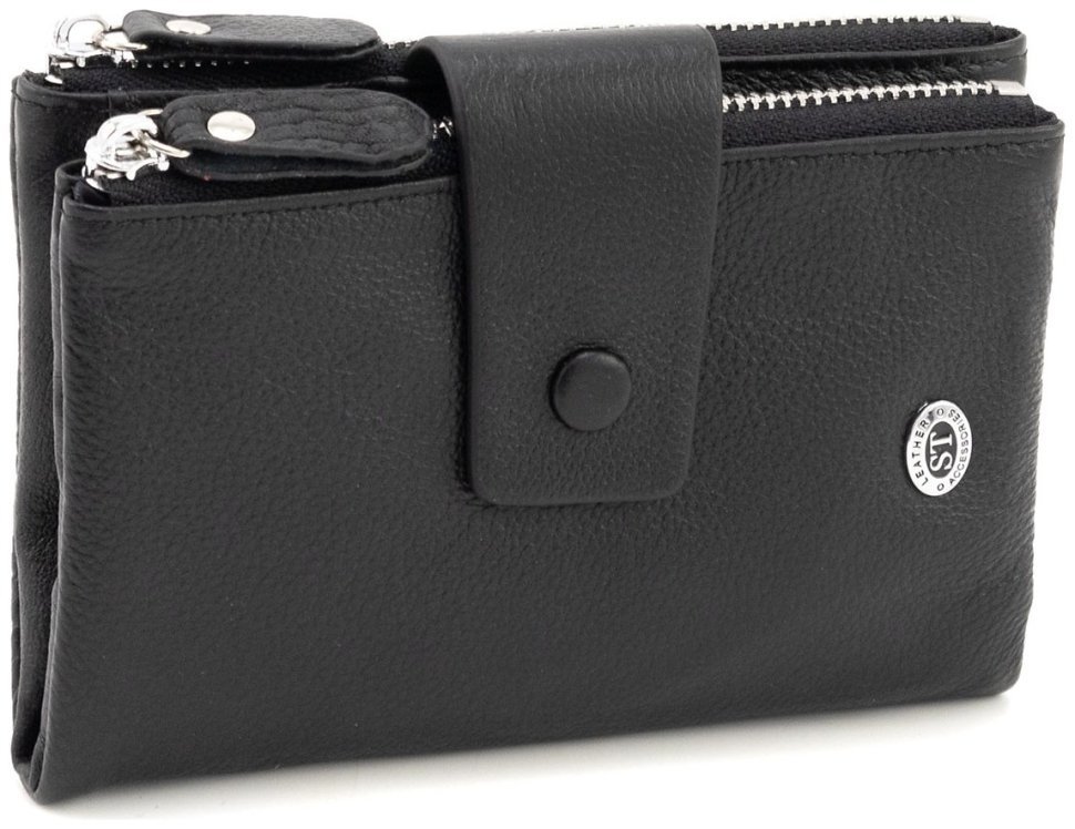 Портмоне женское из натуральной кожи черного цвета ST Leather 94578 modnotak фото №1