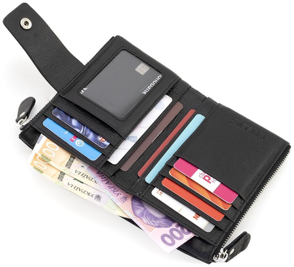 Портмоне женское из натуральной кожи черного цвета ST Leather 94578 modnotak фото №9