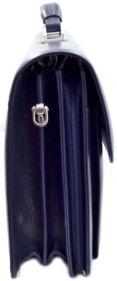 Практичный мужской портфель из натуральной кожи синего цвета Desisan (217-315)