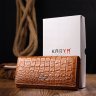 Жіночий гаманець помаранчевого кольору з натуральної шкіри з тисненням під крокодила KARYA (2421164) - 9