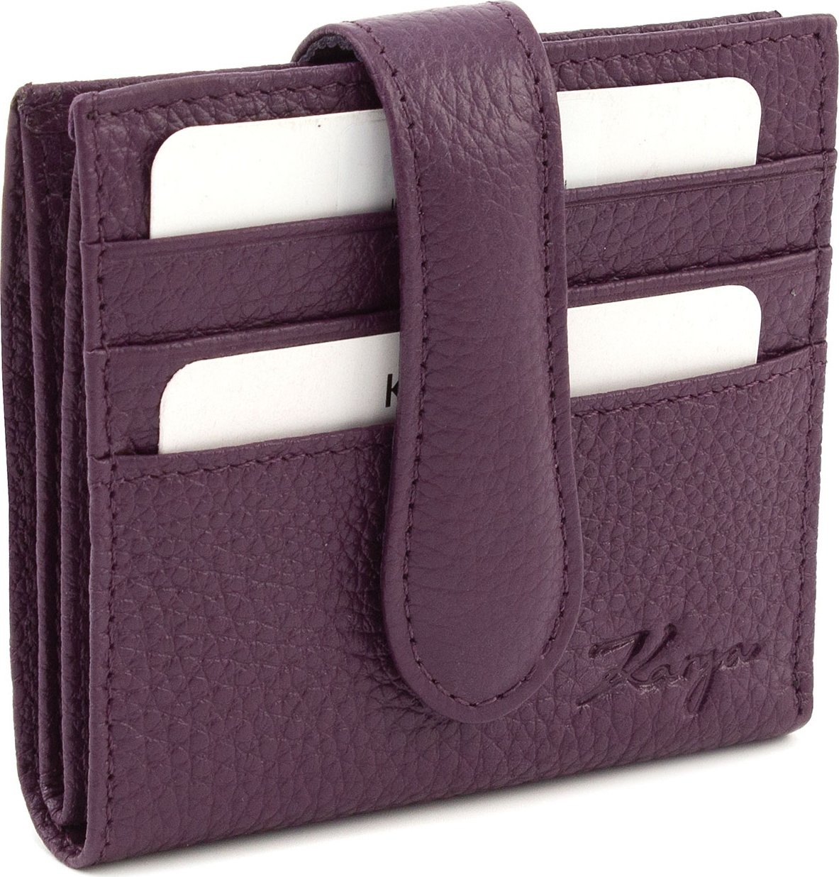 Кожаный женский кошелек фиолетового цвета с фиксацией на кнопку KARYA (21045)