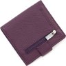 Кожаный женский кошелек фиолетового цвета с фиксацией на кнопку KARYA (21045) - 4