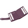 Кожаный женский кошелек фиолетового цвета с фиксацией на кнопку KARYA (21045) - 5