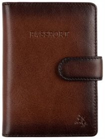 Обложка для документов из натуральной кожи на кнопке Visconti AT74 коричневого цвета 95478