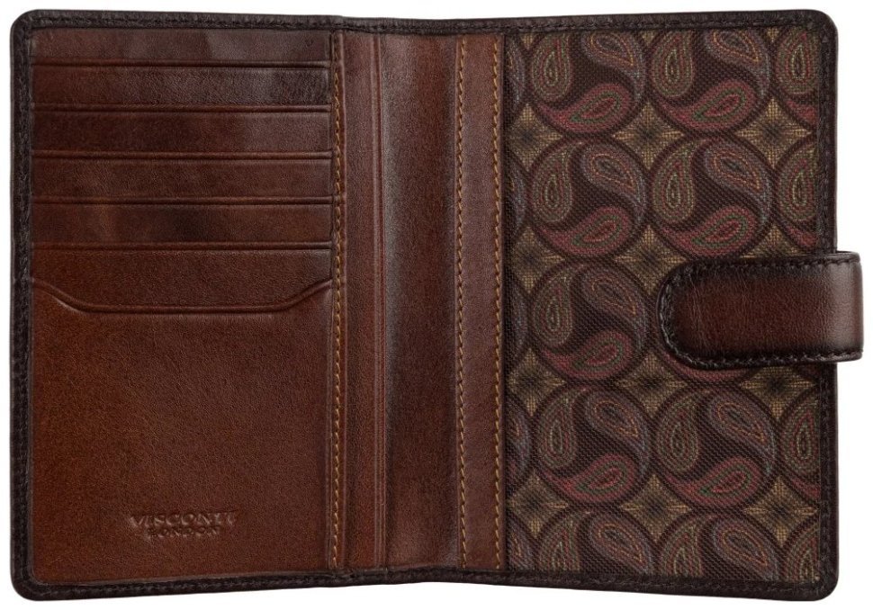 Обложка для документов из натуральной кожи на кнопке Visconti AT74 коричневого цвета 95478 фото №2 Обложка для документов из натуральной кожи на кнопке Visconti AT74 коричневого цвета 95478 modnotak фото №2