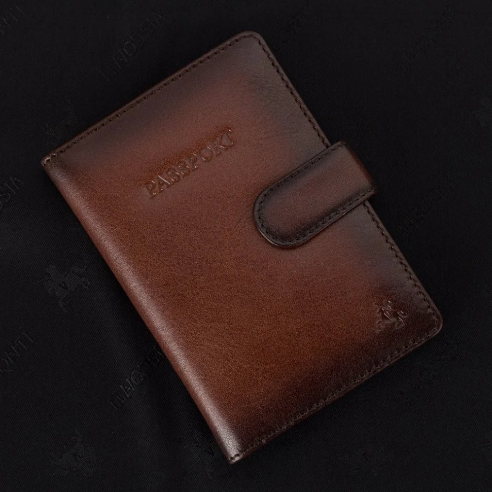 Обложка для документов из натуральной кожи на кнопке Visconti AT74 коричневого цвета 95478 фото №6 Обложка для документов из натуральной кожи на кнопке Visconti AT74 коричневого цвета 95478 modnotak фото №6