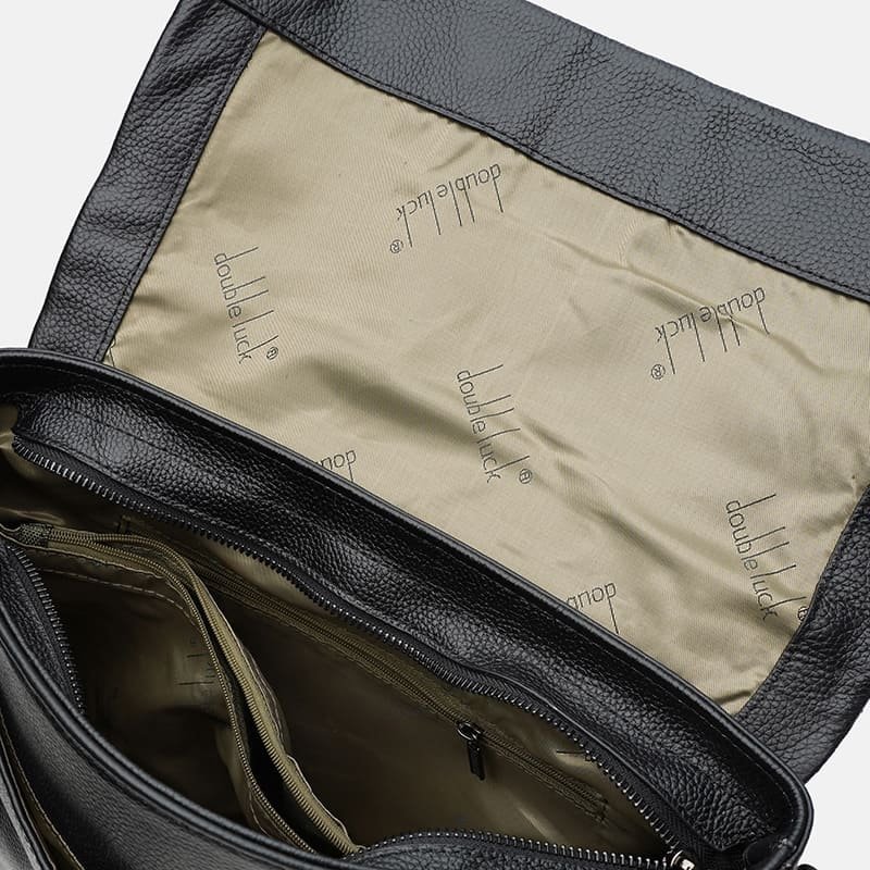 Чоловіча сумка-месенджер на плече із натуральної шкіри чорного кольору Keizer (21339)