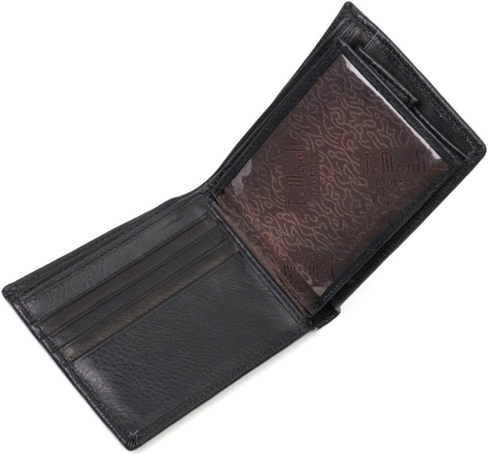 Черное мужское портмоне из натуральной кожи без застежки Vintage (2414516)