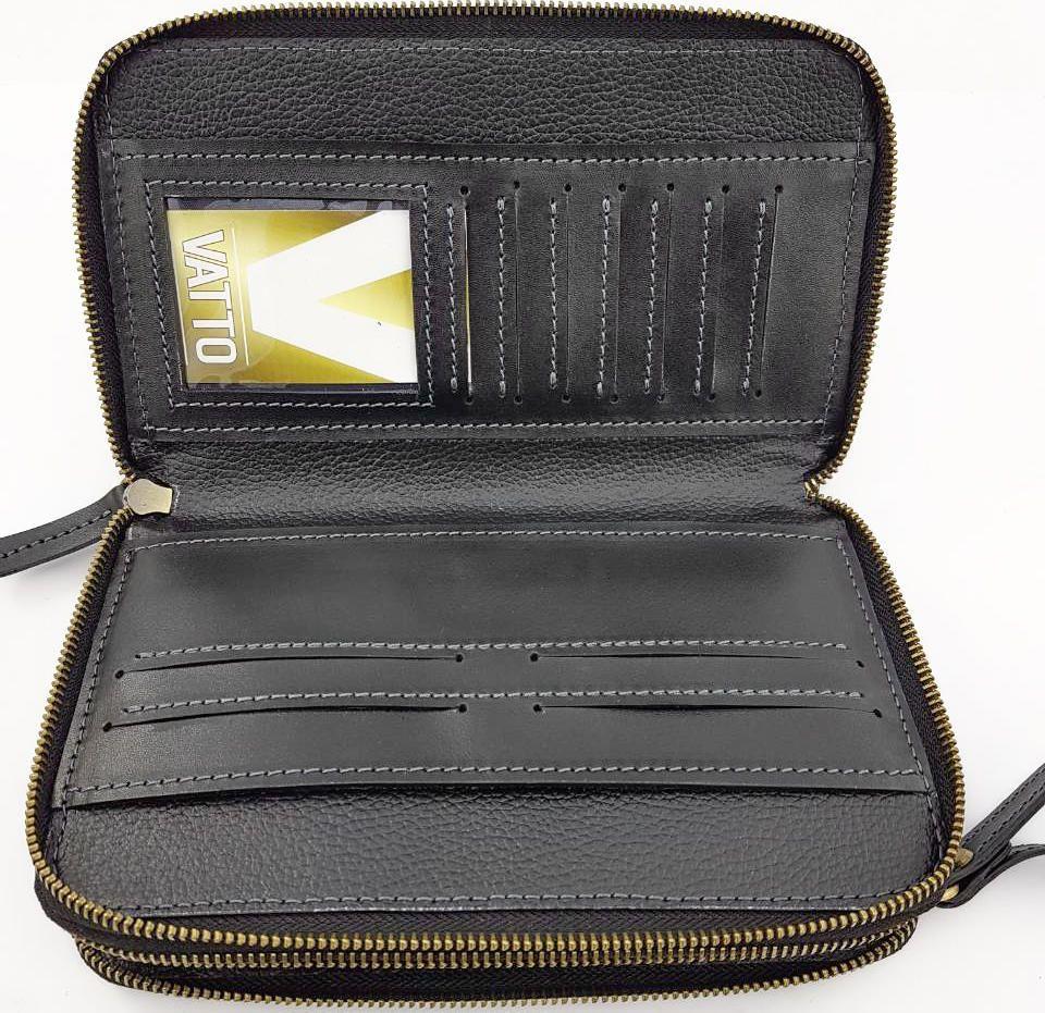 Мужской кошелек - клатч на два отделения черного цвета VATTO (11820)