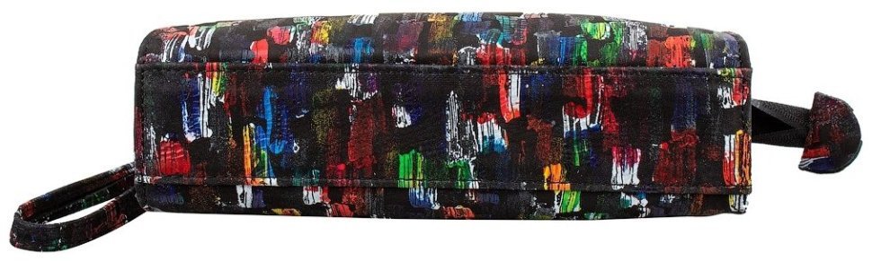 Стильная кожаная косметичка с ремешком на кисть Desisan 107278 с разноцветными мазками modnotak фото №3