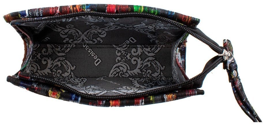 Стильная кожаная косметичка с ремешком на кисть Desisan 107278 с разноцветными мазками modnotak фото №5