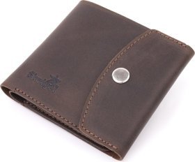 Чоловічий шкіряний вінтажний портмоне коричневого кольору з кишенею для монет Shvigel (2416613)