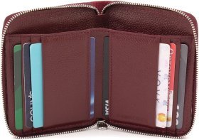 Кожаный женский кошелек бордового цвета на молнии ST Leather 1767278