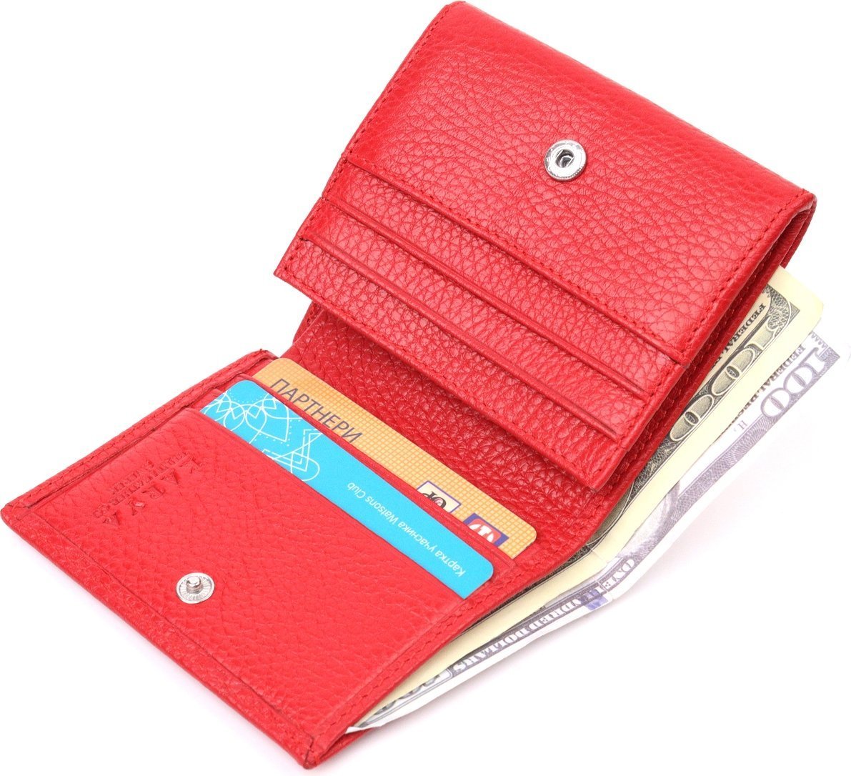 Червоний жіночий гаманець невеликого розміру з натуральної шкіри з монетницею KARYA (2421380)
