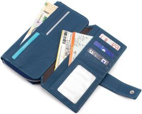 Великий жіночий гаманець-клатч синього кольору із натуральної шкіри ST Leather 1767378