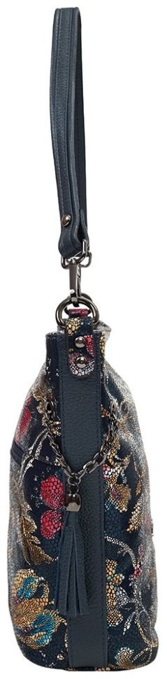 Кожаная женская сумка на каждый день с цветочным узором через плечо Desisan 107678 синего цвета modnotak фото №3