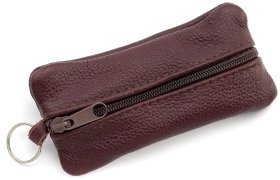 Большая ключница из натуральной кожи с двумя отделениями Leather Collection 97778 бордового цвета