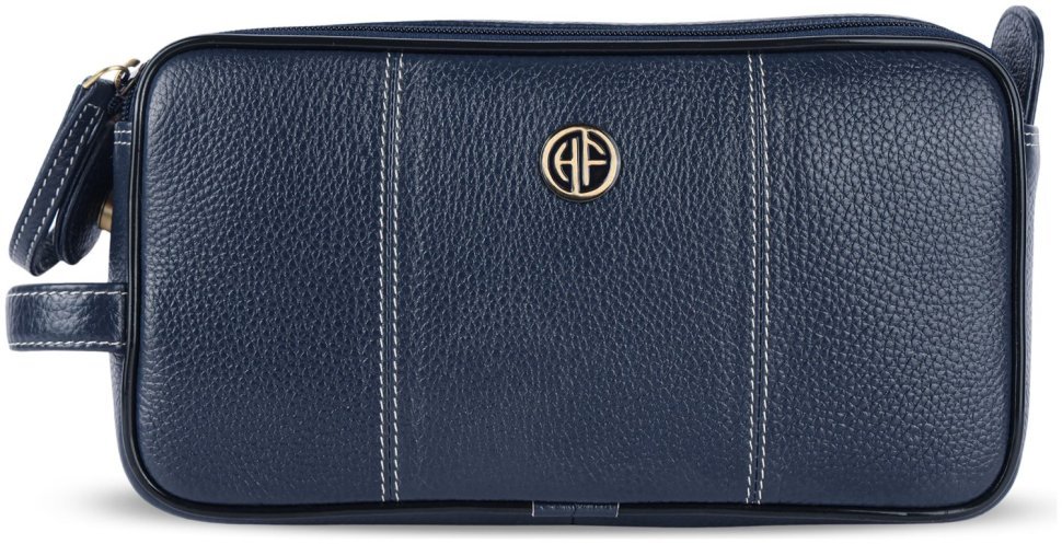 Кожаный несессер на 2 отделения с петлей на кисть Hammonds Flycatcher TC4002 синего цвета 107978 modnotak фото №1