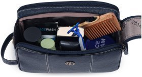 Кожаный несессер на 2 отделения с петлей на кисть Hammonds Flycatcher TC4002 синего цвета 107978