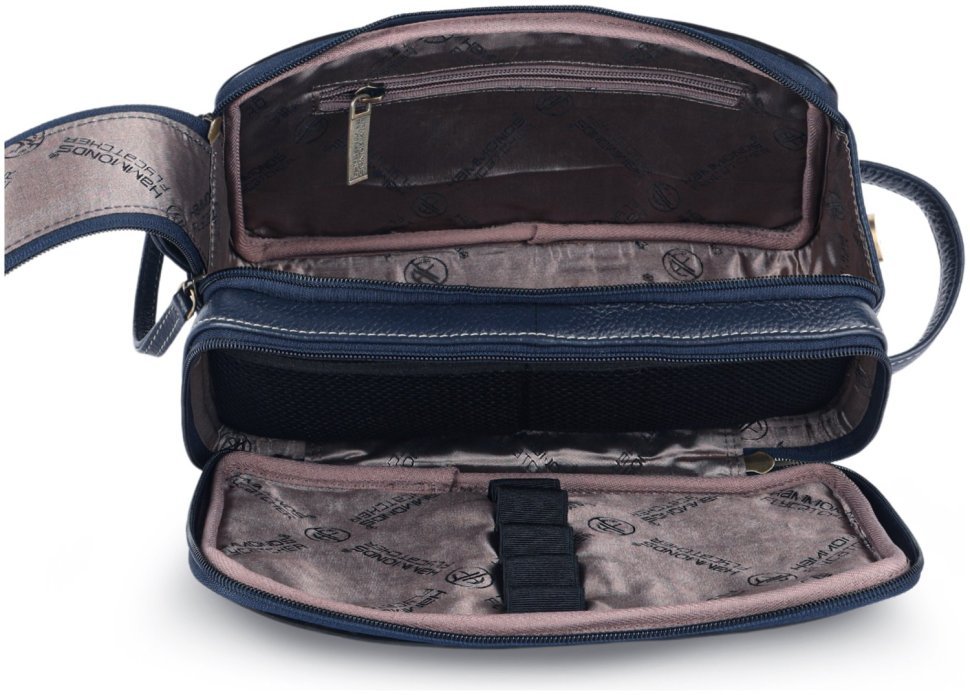 Кожаный несессер на 2 отделения с петлей на кисть Hammonds Flycatcher TC4002 синего цвета 107978 modnotak фото №4