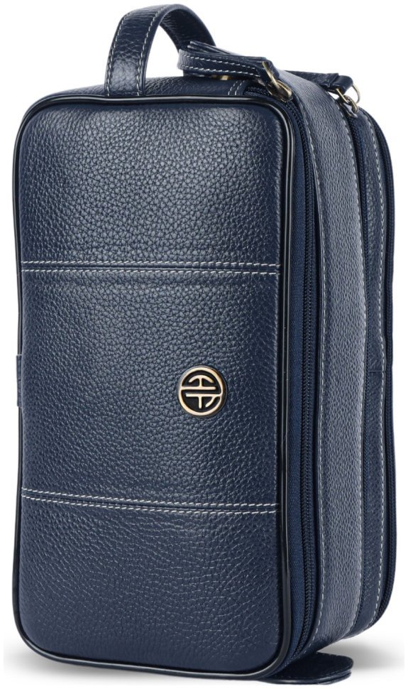 Кожаный несессер на 2 отделения с петлей на кисть Hammonds Flycatcher TC4002 синего цвета 107978 modnotak фото №7