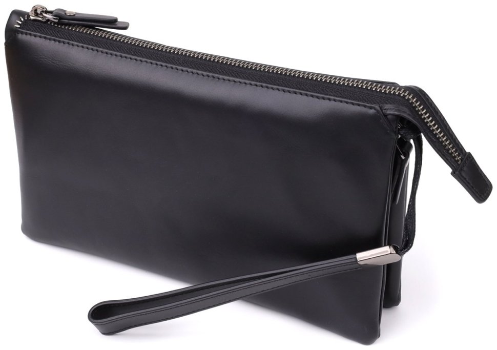 Класичний повсякденний чоловічий клатч із гладкої шкіри з ремінцем на зап’ястя Vintage 98178 чорного кольору фото №1 Класичний повсякденний чоловічий клатч із гладкої шкіри з ремінцем на зап’ястя Vintage 98178 чорного кольору modnotak фото №1