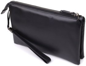 Класичний повсякденний чоловічий клатч із гладкої шкіри з ремінцем на зап’ястя Vintage 98178 чорного кольору