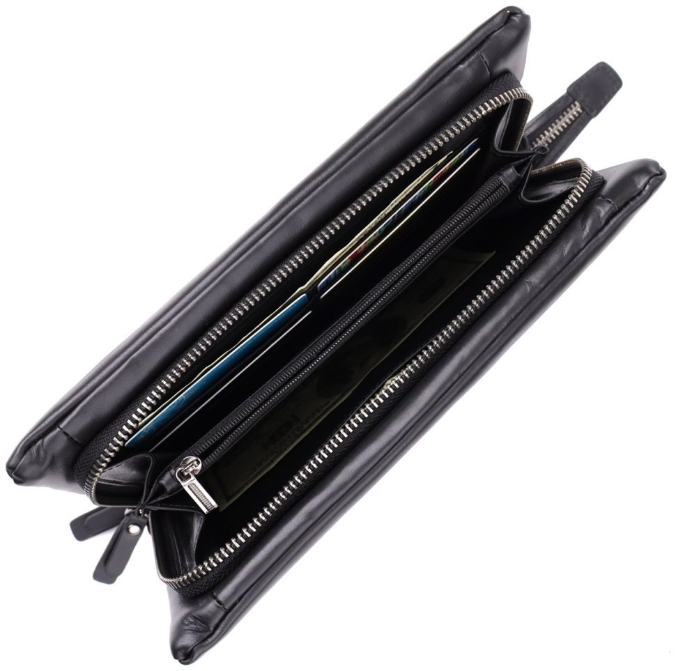 Класичний повсякденний чоловічий клатч із гладкої шкіри з ремінцем на зап’ястя Vintage 98178 чорного кольору фото №9 Класичний повсякденний чоловічий клатч із гладкої шкіри з ремінцем на зап’ястя Vintage 98178 чорного кольору modnotak фото №9