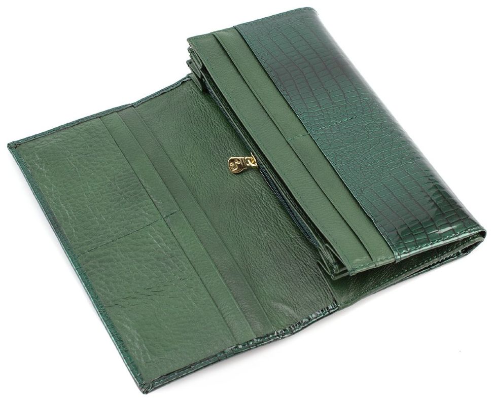 Лаковий зелений гаманець на магнітній фіксації Marco Coverna (16629)