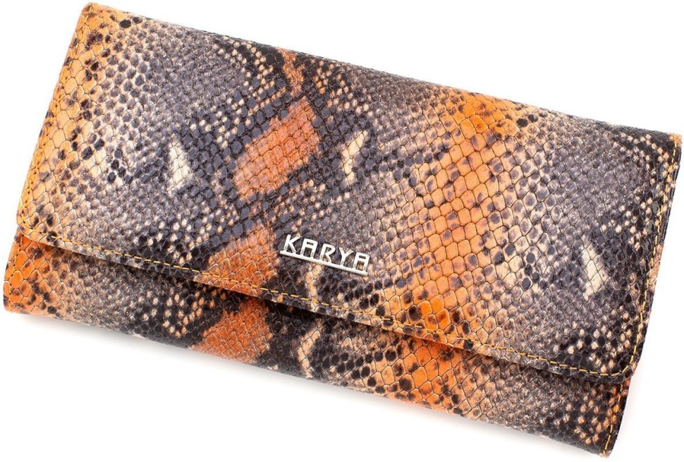 Шкіряний гаманець в неоднорідному забарвленні з тисненням під змію KARYA (12380)