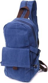 Синій чоловічий текстильний слінг-рюкзак у стилі мілітарі Vintagе 2422181