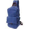 Синий мужской текстильный слинг-рюкзак в стиле милитари Vintagе 2422181 - 1