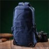 Синий мужской текстильный слинг-рюкзак в стиле милитари Vintagе 2422181 - 8