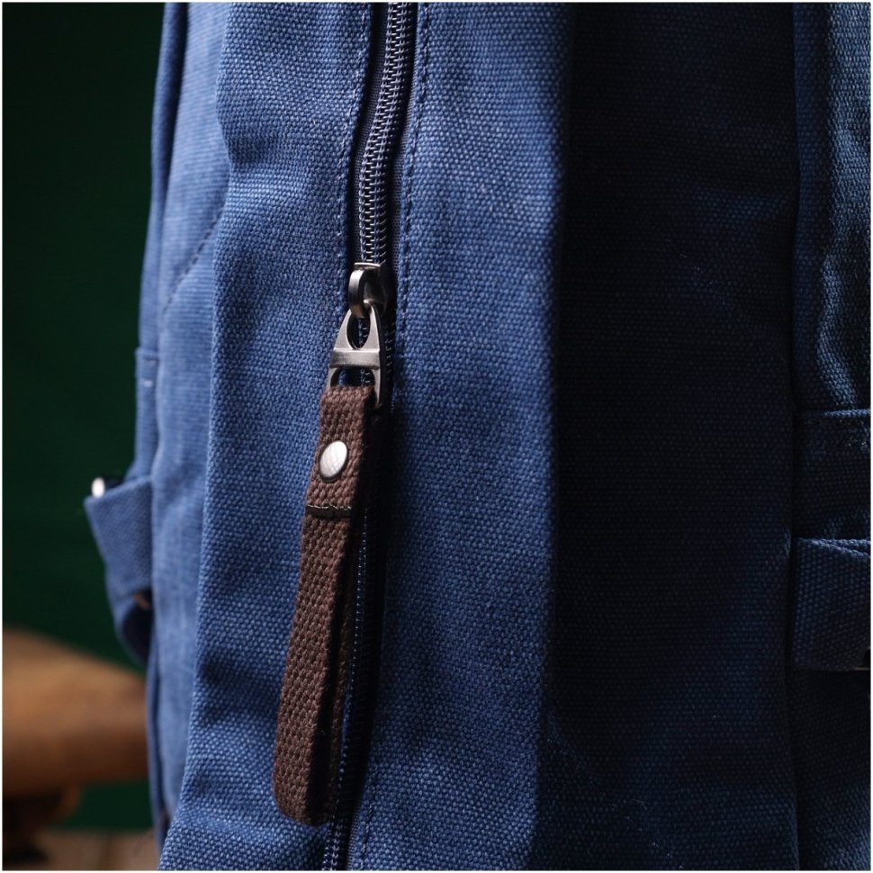 Синій чоловічий текстильний слінг-рюкзак у стилі мілітарі Vintagе 2422181
