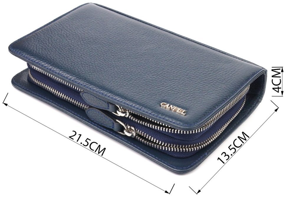 Чоловічий клатч синього кольору на два відділення з натуральної зернистої шкіри CANPELLINI (2421568) modnotak фото №11