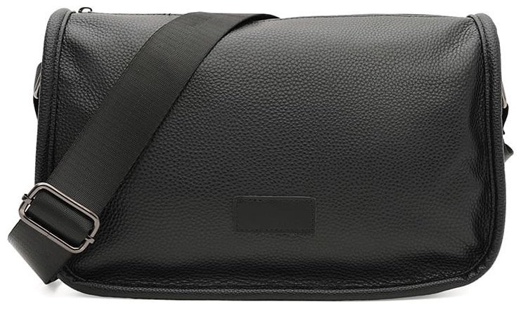 Кожаная женская сумка с текстильным плечевым ремнем Borsa Leather 108878 черного цвета modnotak фото №1
