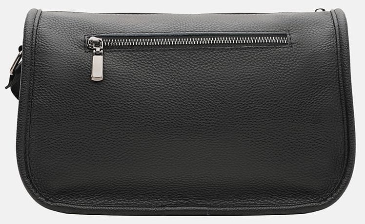 Кожаная женская сумка с текстильным плечевым ремнем Borsa Leather 108878 черного цвета modnotak фото №3