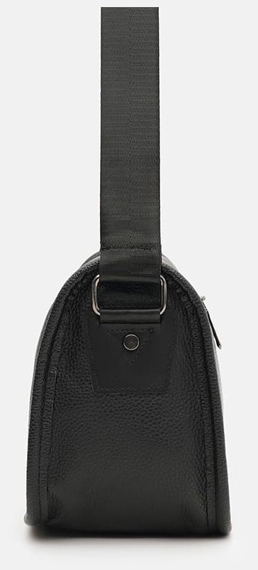 Кожаная женская сумка с текстильным плечевым ремнем Borsa Leather 108878 черного цвета modnotak фото №4
