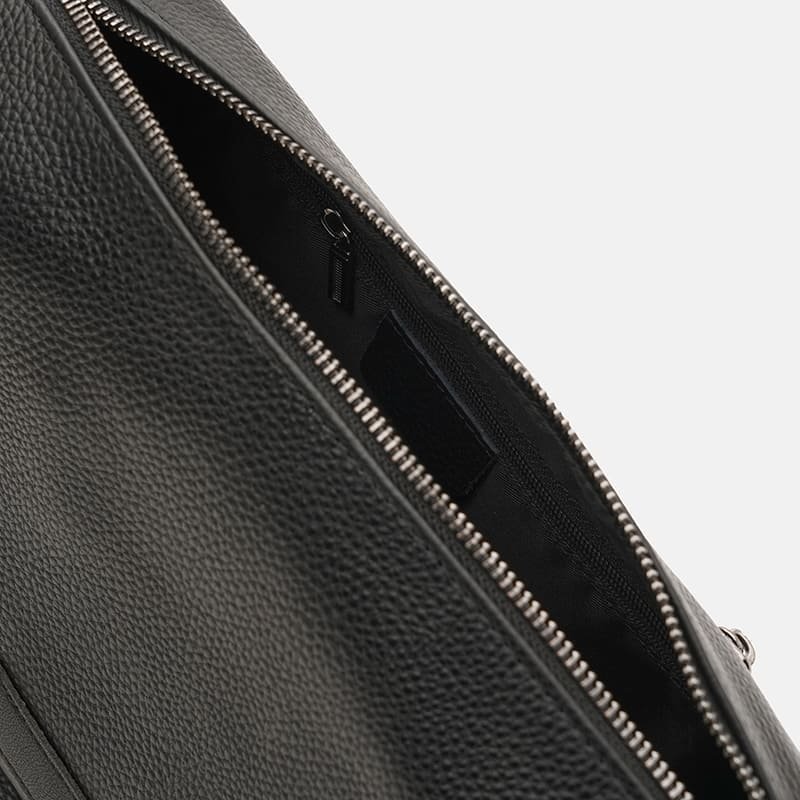 Кожаная женская сумка с текстильным плечевым ремнем Borsa Leather 108878 черного цвета modnotak фото №5